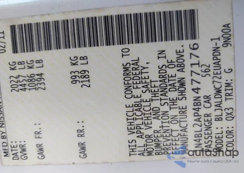 2011 Nissan Altima 3.5 Sr из США, поврежденный, VIN 1N4BL2AP4BN477176